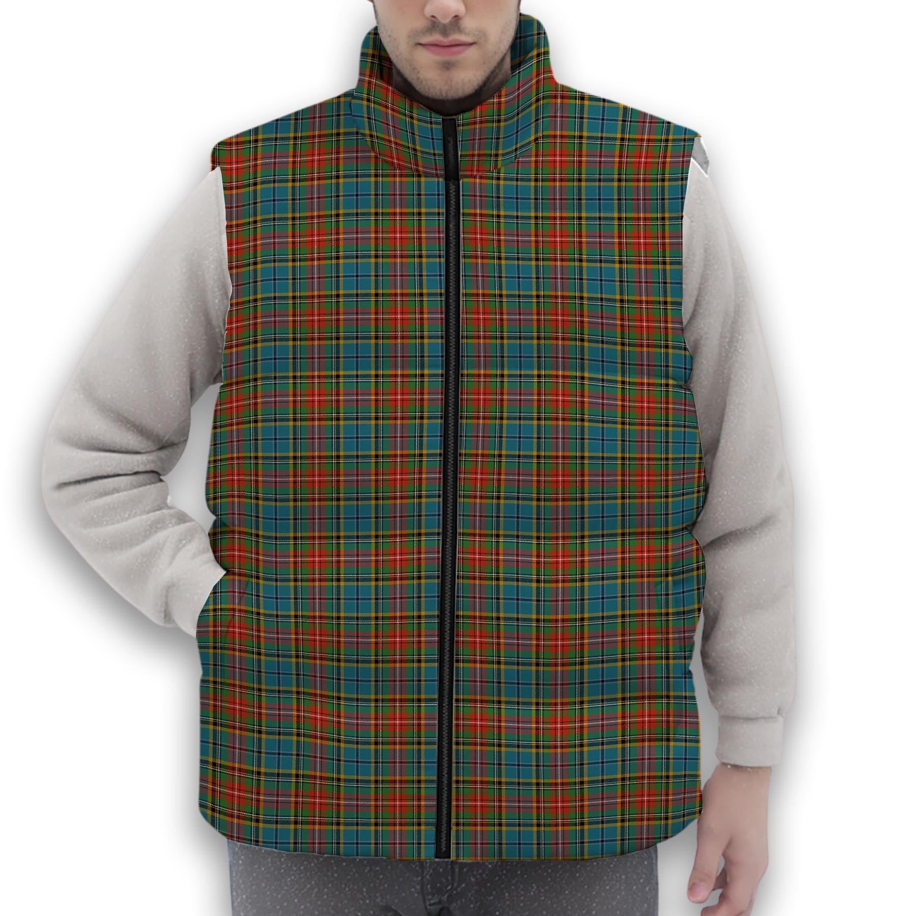 ScotsTee Shop Scottish Beattie (Beatty) Ancient Premium Tartan Puffer Vest Winter White Duck Down Vest Sleeveless