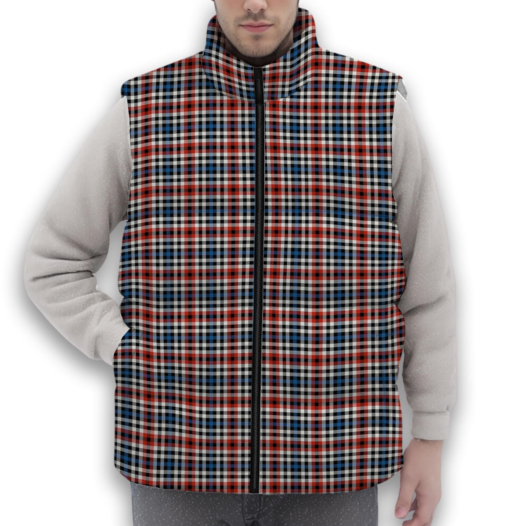 ScotsTee Shop Scottish Bell Border (Bell Southern Bell) Ancient Premium Tartan Puffer Vest Winter White Duck Down Vest Sleeveless