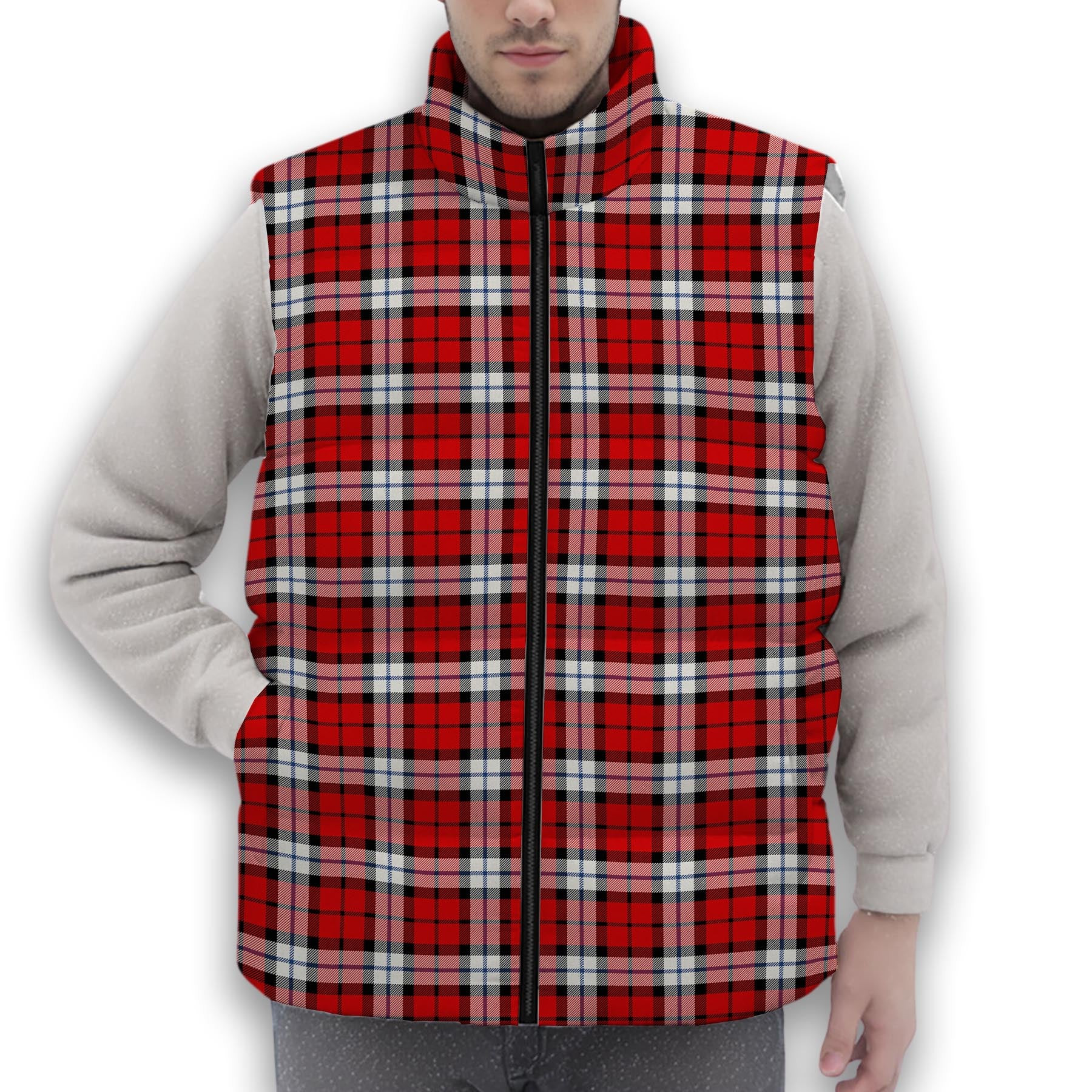 ScotsTee Shop Scottish Brodie Dress Modern Premium Tartan Puffer Vest Winter White Duck Down Vest Sleeveless