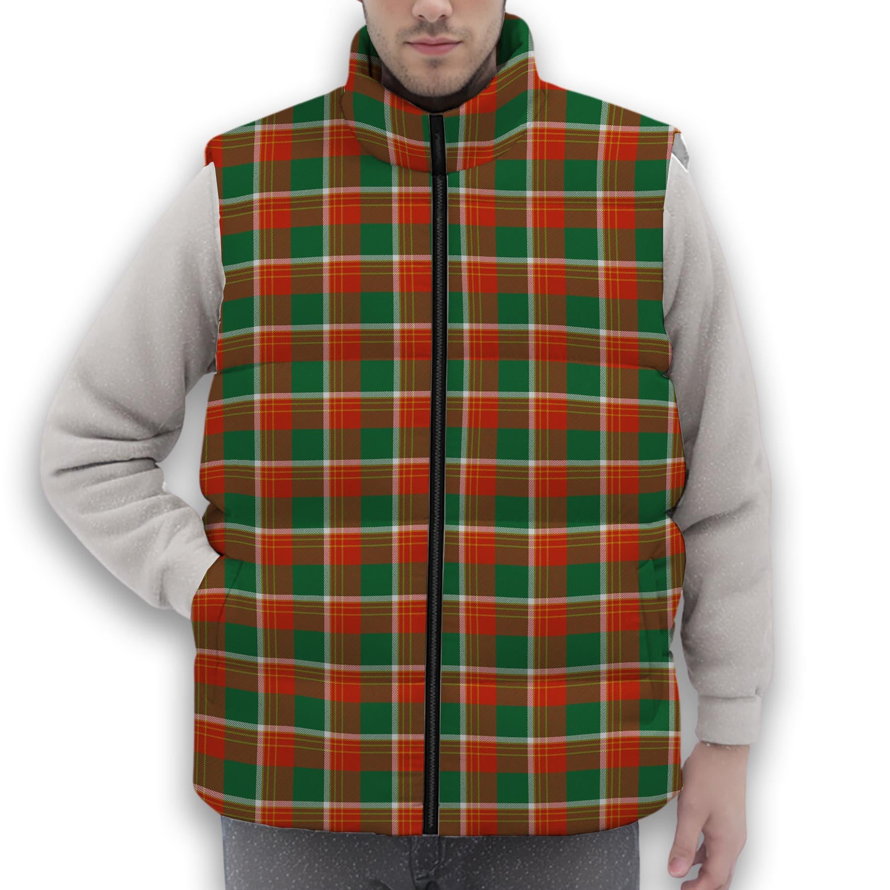 ScotsTee Shop Scottish Brisbane Ancient Premium Tartan Puffer Vest Winter White Duck Down Vest Sleeveless