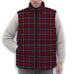 ScotsTee Shop Scottish Baillie of Polkemmet Red Premium Tartan Puffer Vest Winter White Duck Down Vest Sleeveless