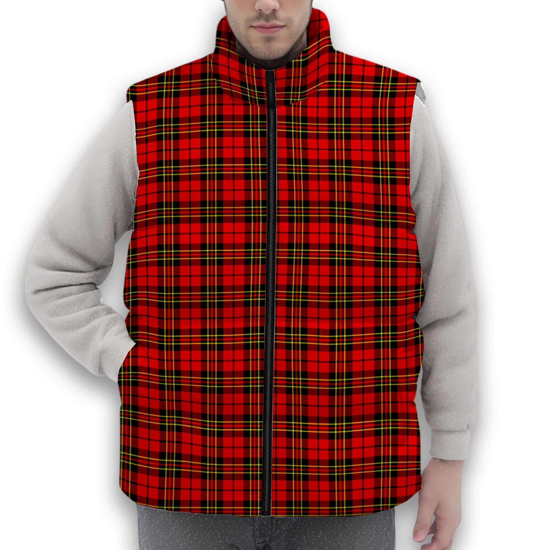 ScotsTee Shop Scottish Brodie Modern Premium Tartan Puffer Vest Winter White Duck Down Vest Sleeveless