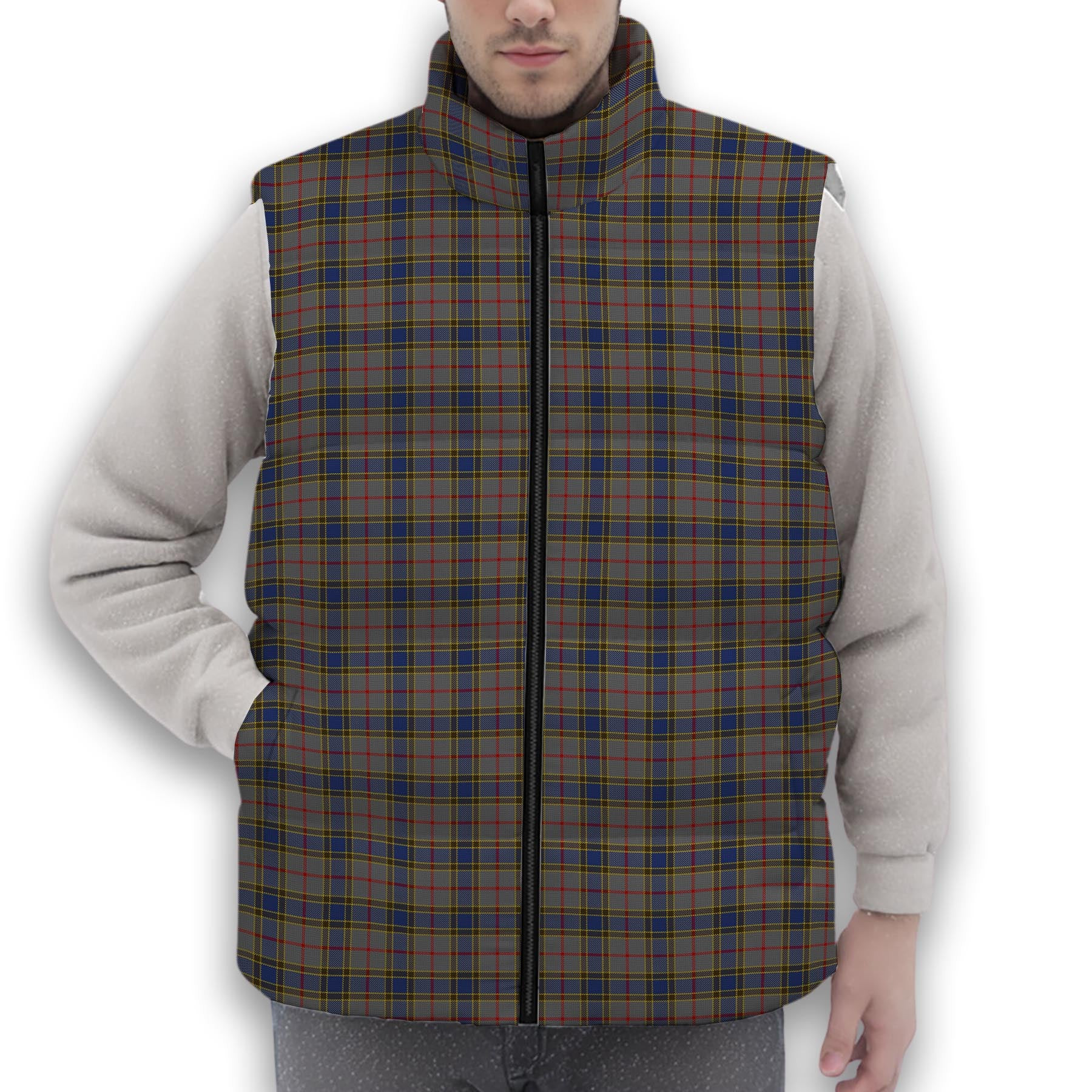ScotsTee Shop Scottish Balfour Premium Tartan Puffer Vest Winter White Duck Down Vest Sleeveless