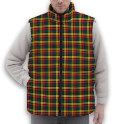 ScotsTee Shop Scottish Buchanan Modern Premium Tartan Puffer Vest Winter White Duck Down Vest Sleeveless
