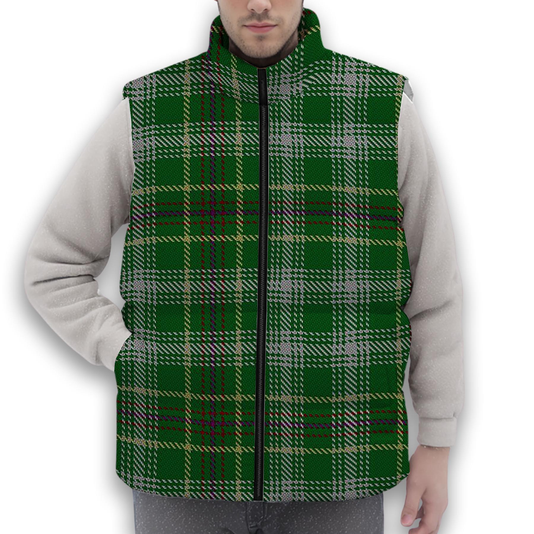 ScotsTee Shop Scottish Bryant Premium Tartan Puffer Vest Winter White Duck Down Vest Sleeveless