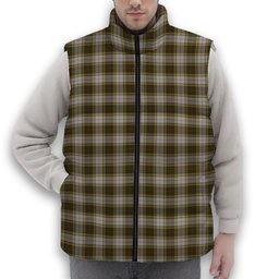 ScotsTee Shop Scottish Buchanan Dress Premium Tartan Puffer Vest Winter White Duck Down Vest Sleeveless