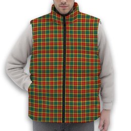 ScotsTee Shop Scottish Buchanan Old Sett Premium Tartan Puffer Vest Winter White Duck Down Vest Sleeveless