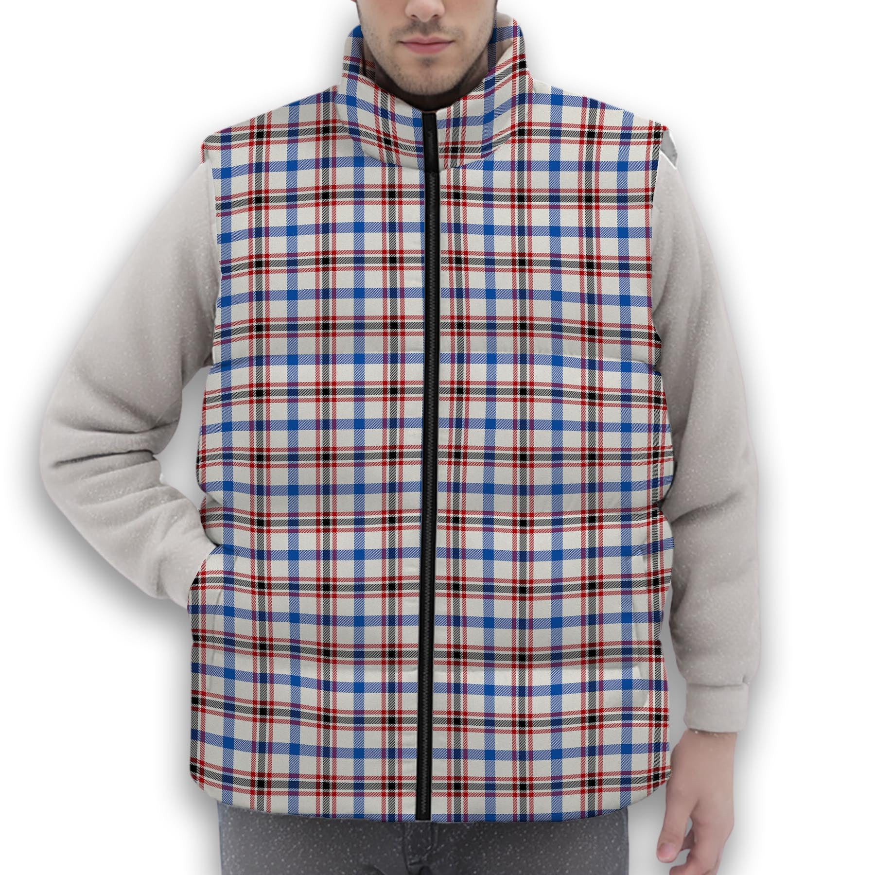 ScotsTee Shop Scottish Boswell Dress Modern Premium Tartan Puffer Vest Winter White Duck Down Vest Sleeveless