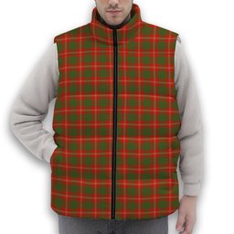 ScotsTee Shop Scottish Crawford Red Ancient Premium Tartan Puffer Vest Winter White Duck Down Vest Sleeveless
