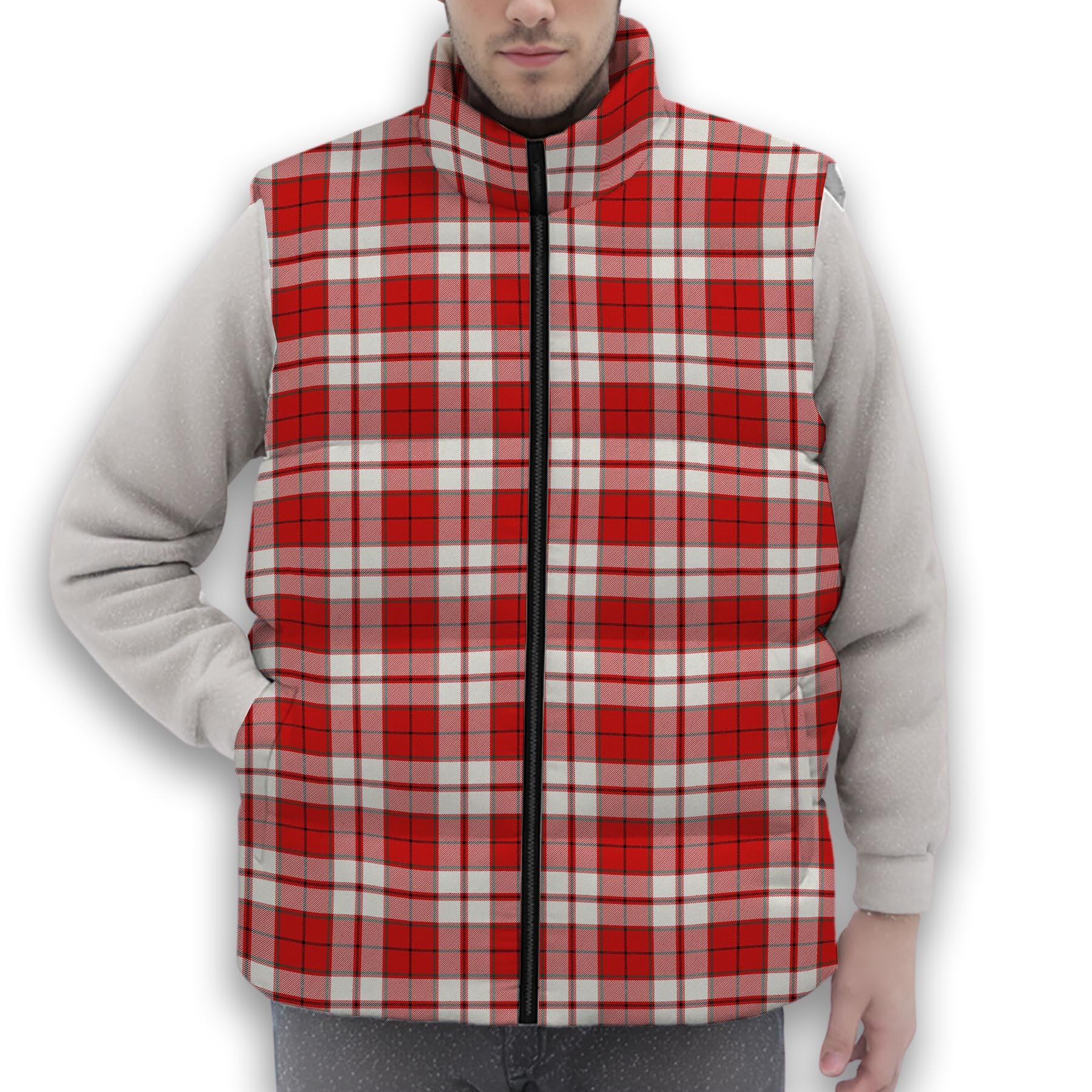 ScotsTee Shop Scottish Cameron Hose Modern Premium Tartan Puffer Vest Winter White Duck Down Vest Sleeveless