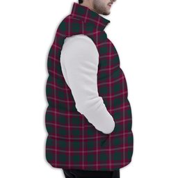 ScotsTee Shop Scottish Crawford Red Modern Premium Tartan Puffer Vest Winter White Duck Down Vest Sleeveless