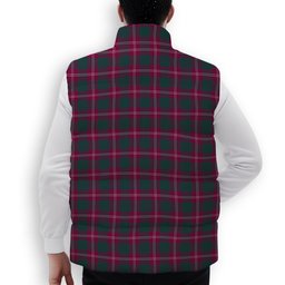 ScotsTee Shop Scottish Crawford Red Modern Premium Tartan Puffer Vest Winter White Duck Down Vest Sleeveless