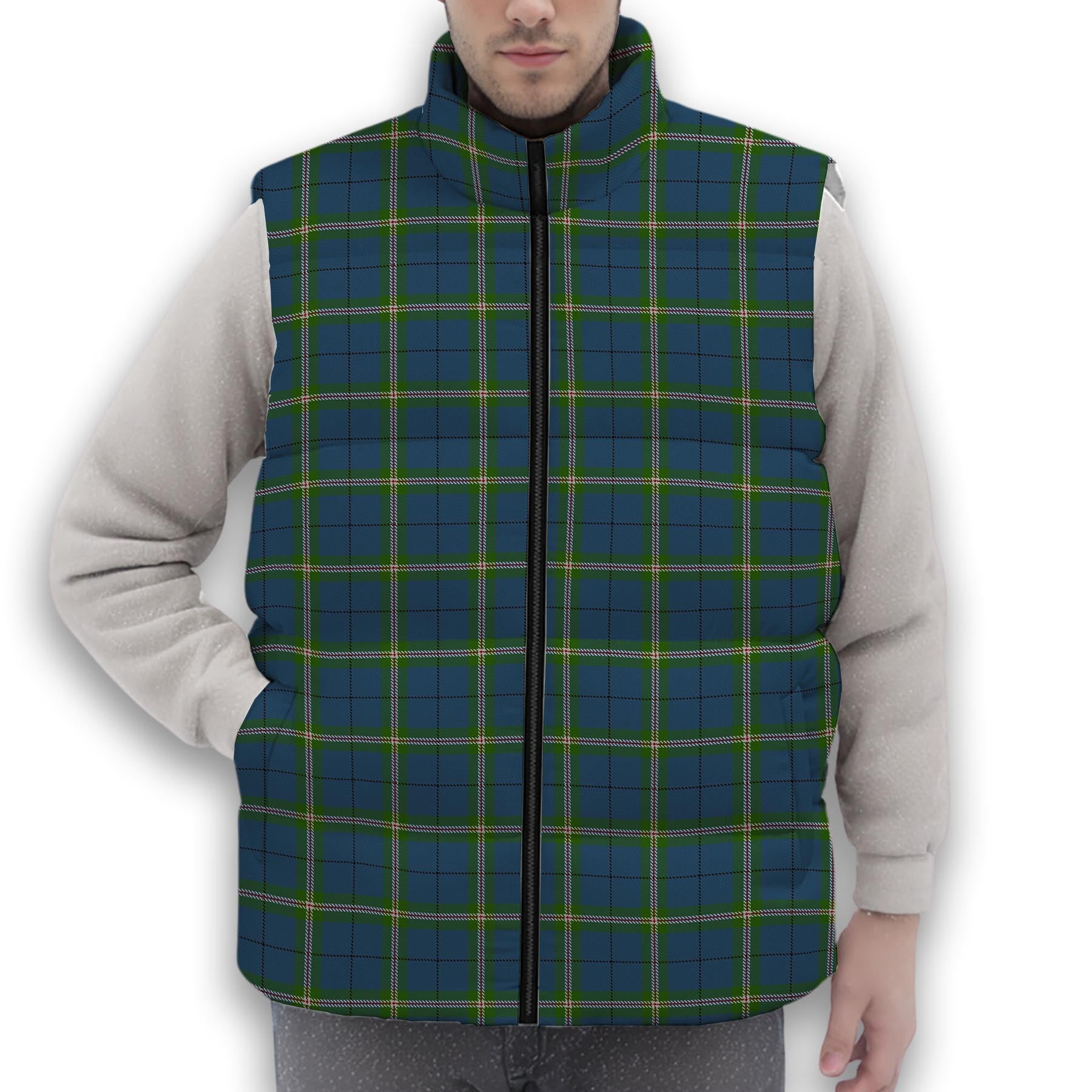 ScotsTee Shop Scottish Cleland Premium Tartan Puffer Vest Winter White Duck Down Vest Sleeveless