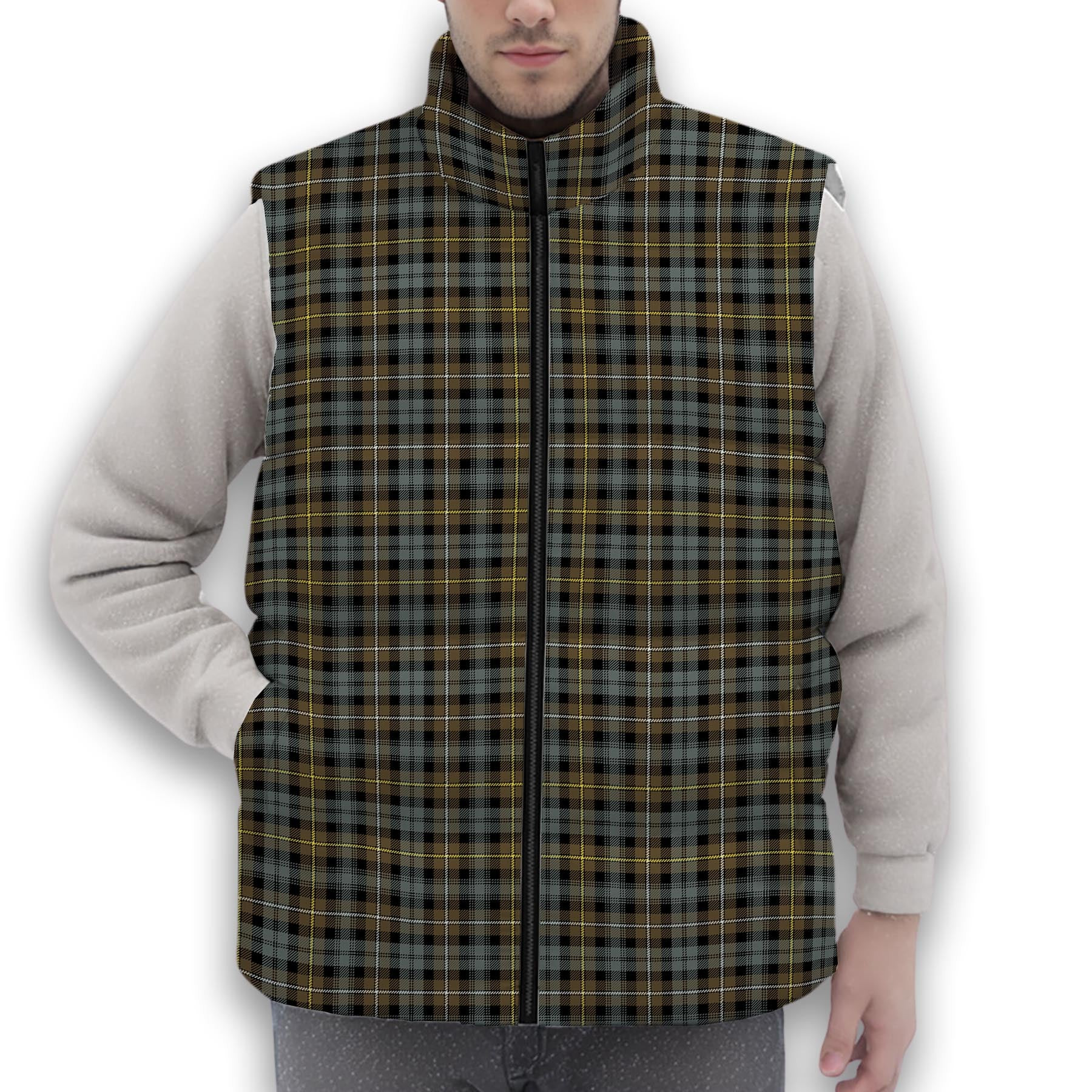 ScotsTee Shop Scottish Campbell Argyll Weathered Premium Tartan Puffer Vest Winter White Duck Down Vest Sleeveless