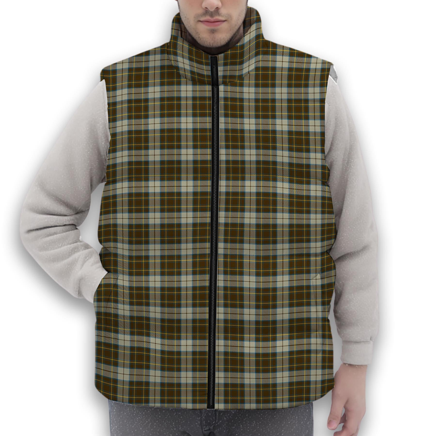 ScotsTee Shop Scottish Burns Battalion Premium Tartan Puffer Vest Winter White Duck Down Vest Sleeveless