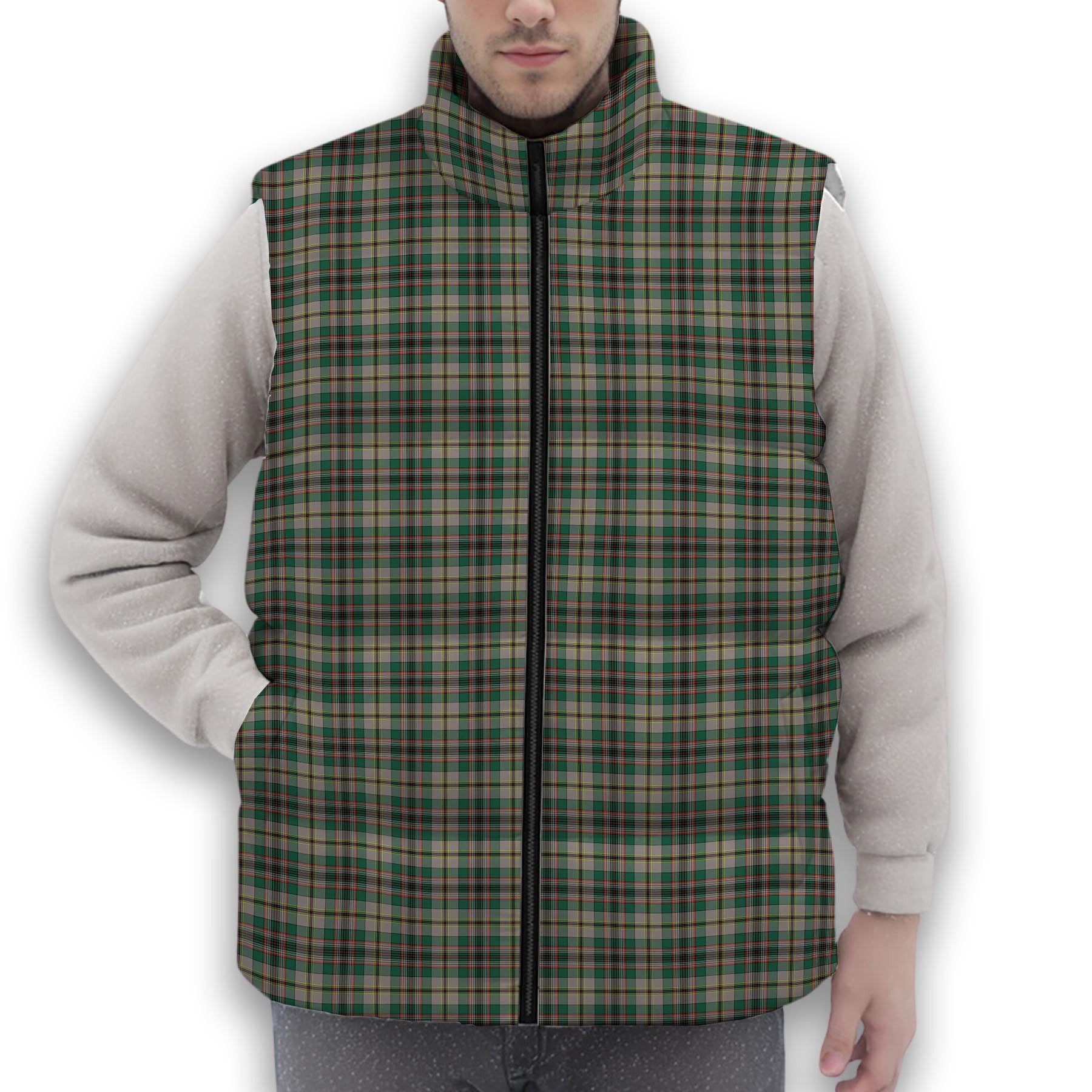 ScotsTee Shop Scottish Craig Ancient Premium Tartan Puffer Vest Winter White Duck Down Vest Sleeveless