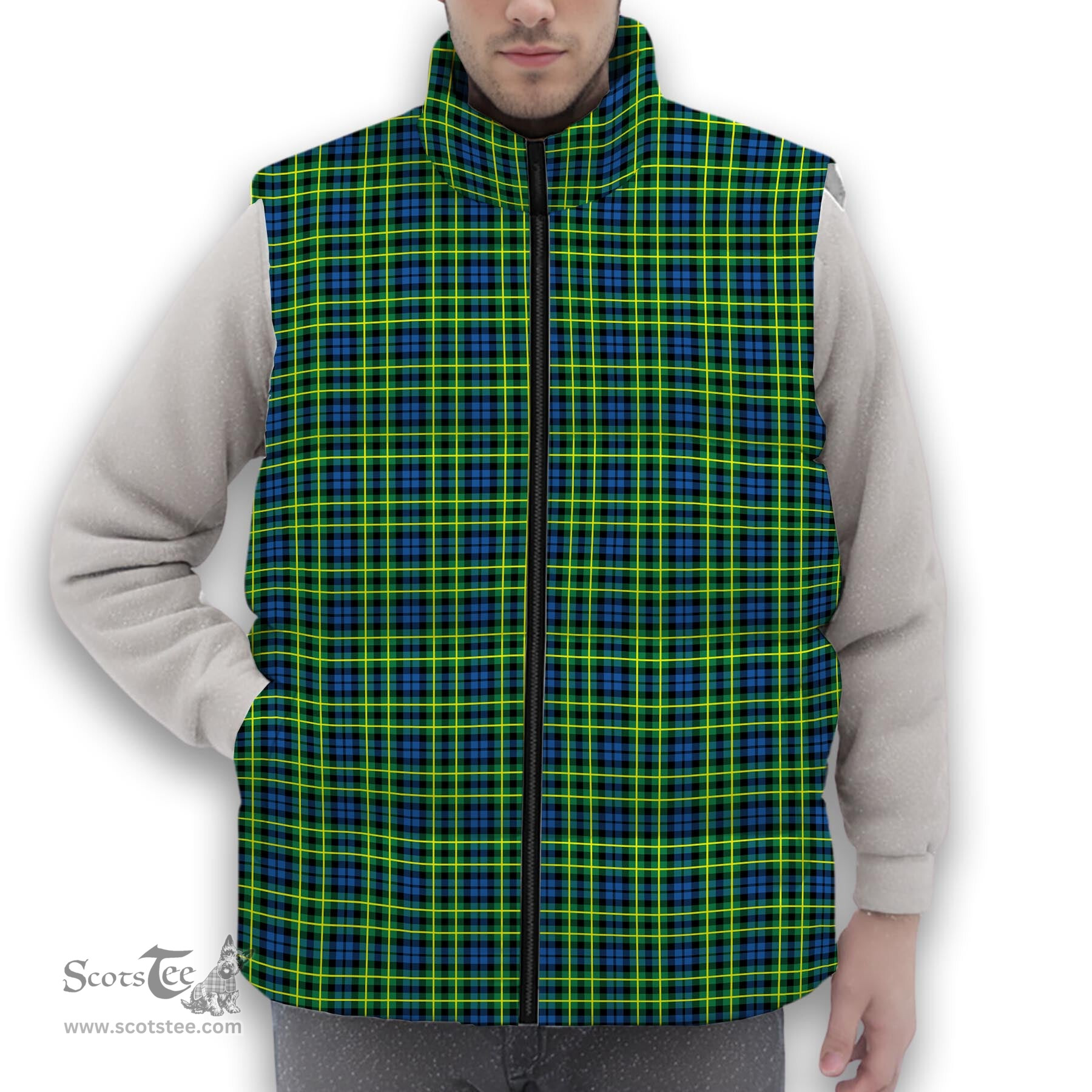 ScotsTee Shop Scottish Campbell of Breadalbane Ancient Premium Tartan Puffer Vest Winter White Duck Down Vest Sleeveless