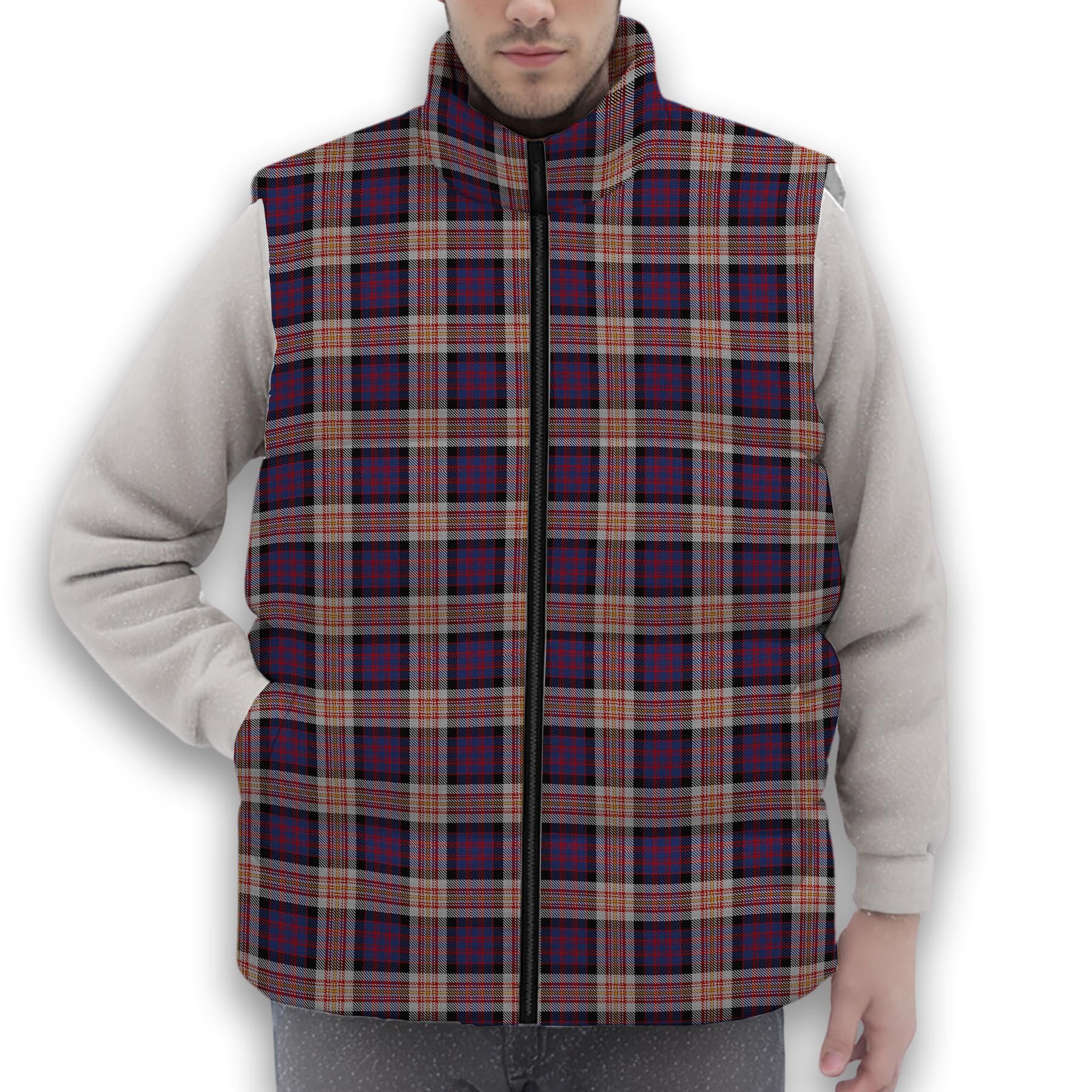ScotsTee Shop Scottish Carnegie 2 Premium Tartan Puffer Vest Winter White Duck Down Vest Sleeveless