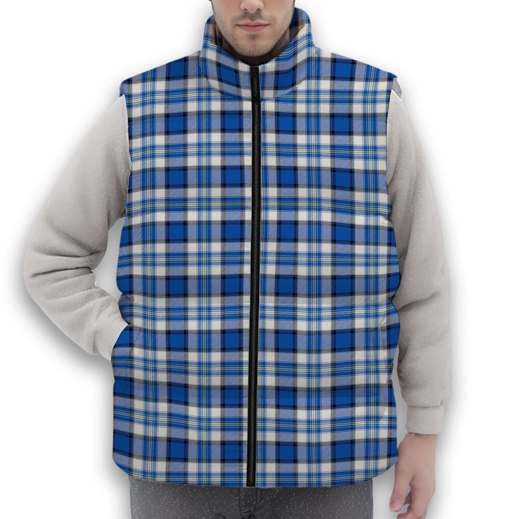 ScotsTee Shop Scottish Craig Paisley Modern Premium Tartan Puffer Vest Winter White Duck Down Vest Sleeveless