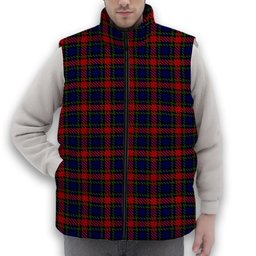 ScotsTee Shop Scottish Clarke Red Premium Tartan Puffer Vest Winter White Duck Down Vest Sleeveless