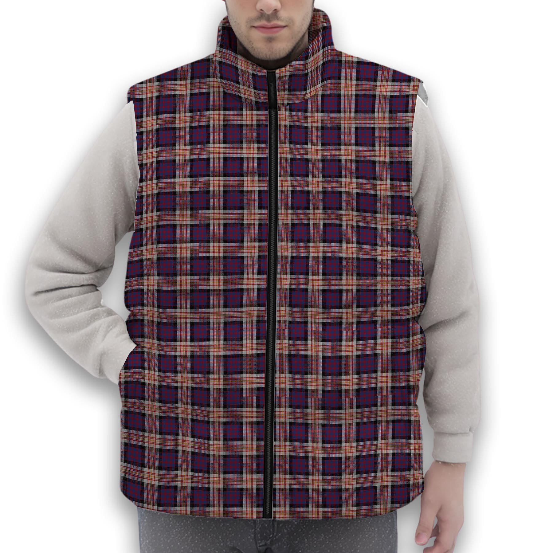 ScotsTee Shop Scottish Carnegie Premium Tartan Puffer Vest Winter White Duck Down Vest Sleeveless