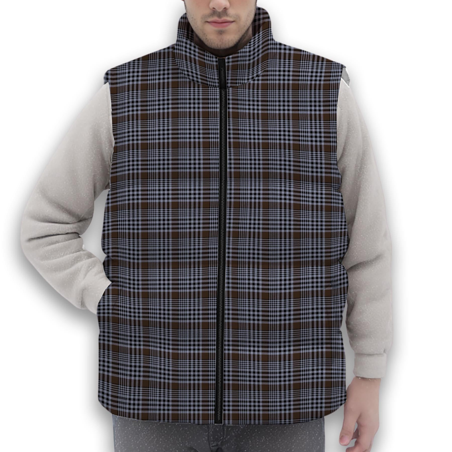 ScotsTee Shop Scottish Carnegie Check Modern Premium Tartan Puffer Vest Winter White Duck Down Vest Sleeveless