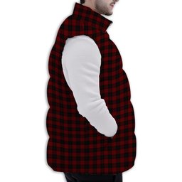 ScotsTee Shop Scottish Cameron Black and Red Premium Tartan Puffer Vest Winter White Duck Down Vest Sleeveless