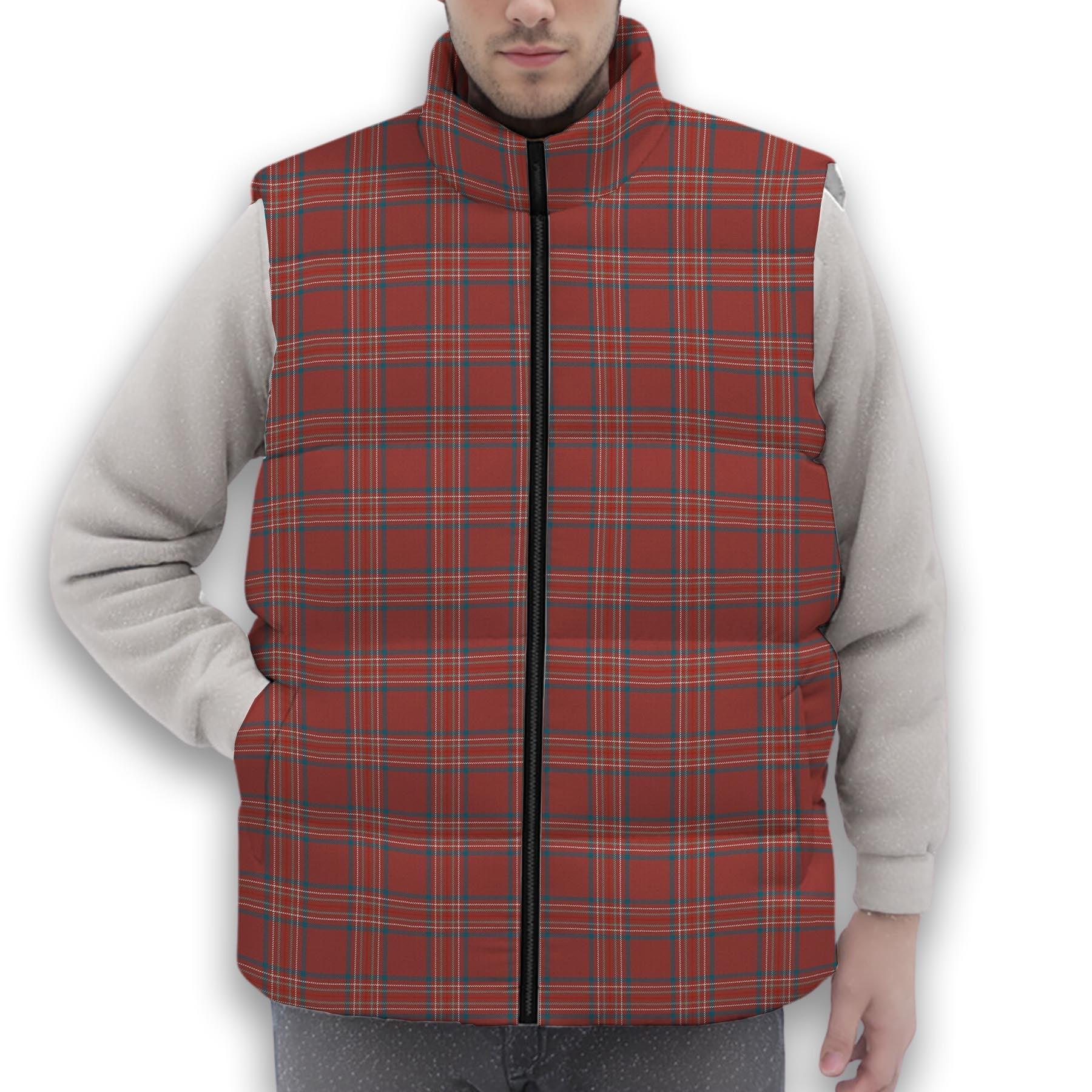 ScotsTee Shop Scottish Burnett Hunting Ancient Premium Tartan Puffer Vest Winter White Duck Down Vest Sleeveless