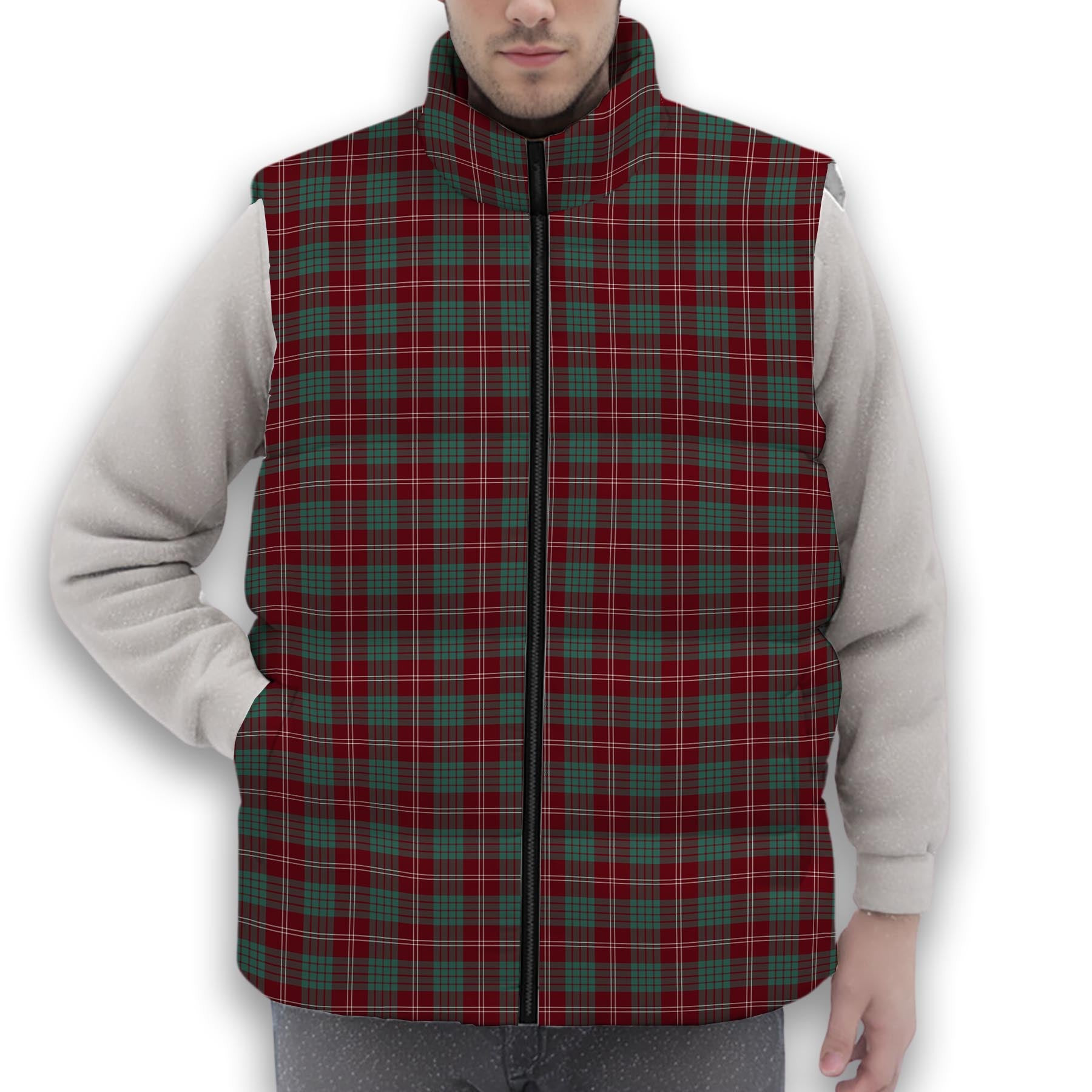 ScotsTee Shop Scottish Crawford Modern Premium Tartan Puffer Vest Winter White Duck Down Vest Sleeveless