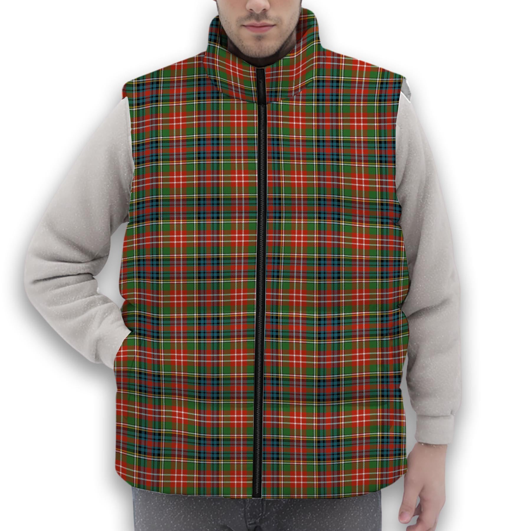 ScotsTee Shop Scottish Christie Ancient Premium Tartan Puffer Vest Winter White Duck Down Vest Sleeveless