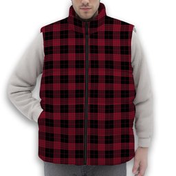 ScotsTee Shop Scottish Cameron Black and Red Modern Premium Tartan Puffer Vest Winter White Duck Down Vest Sleeveless