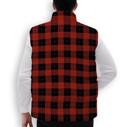 ScotsTee Shop Scottish Cameron Black and Red Ancient Premium Tartan Puffer Vest Winter White Duck Down Vest Sleeveless