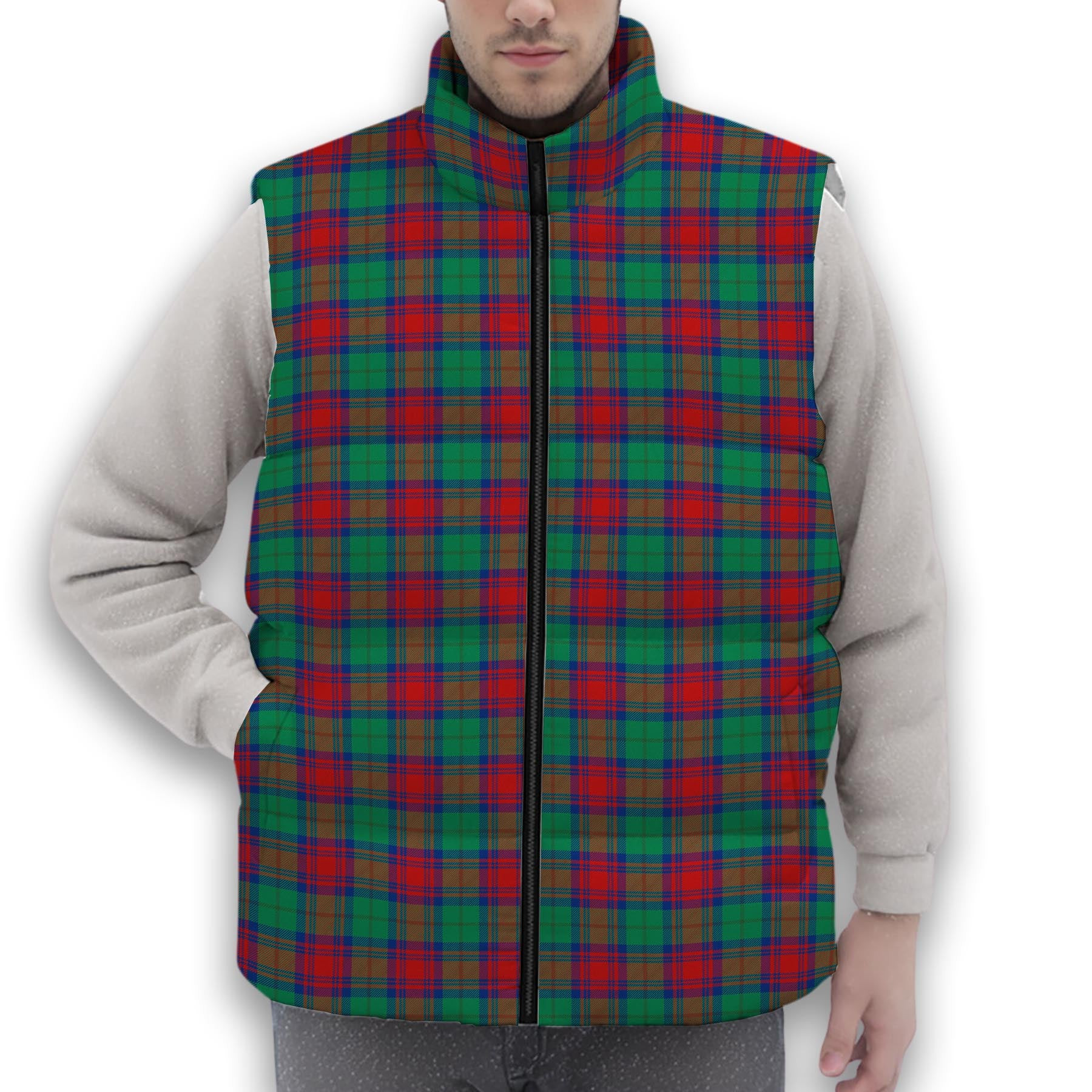 ScotsTee Shop Scottish Cranstoun Dress Modern Premium Tartan Puffer Vest Winter White Duck Down Vest Sleeveless