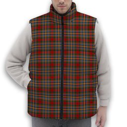 ScotsTee Shop Scottish Chattan brown stripe variation Premium Tartan Puffer Vest Winter White Duck Down Vest Sleeveless