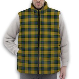 ScotsTee Shop Scottish Fraser Yellow Premium Tartan Puffer Vest Winter White Duck Down Vest Sleeveless