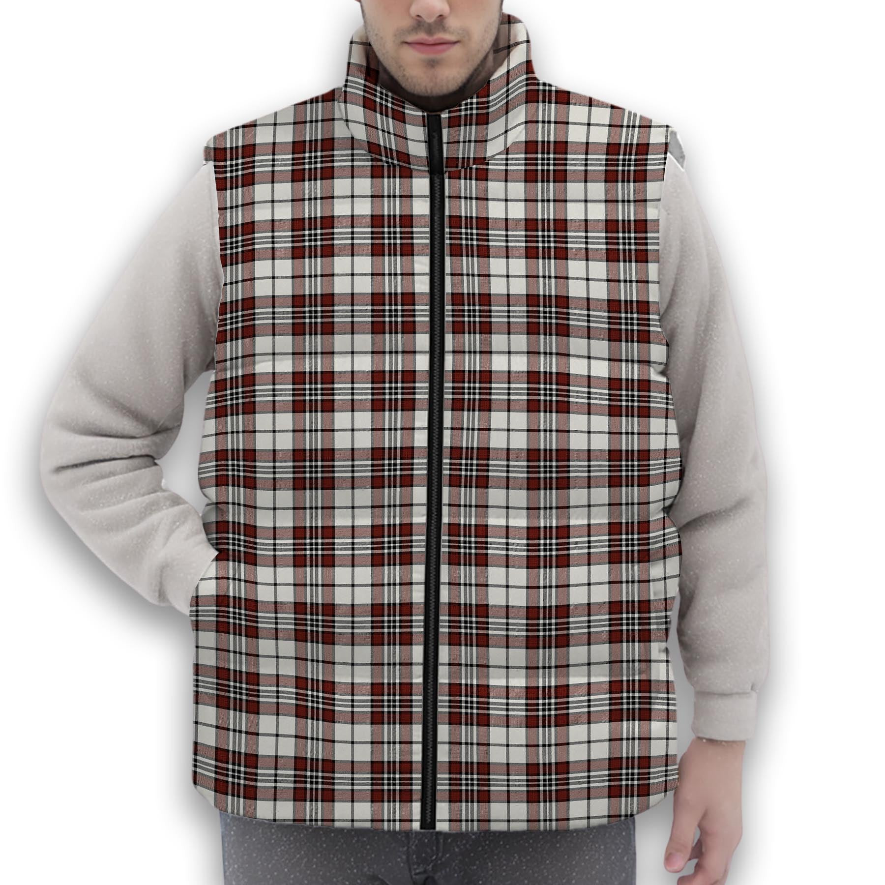 ScotsTee Shop Scottish Dunbar Plaid Ancient Premium Tartan Puffer Vest Winter White Duck Down Vest Sleeveless