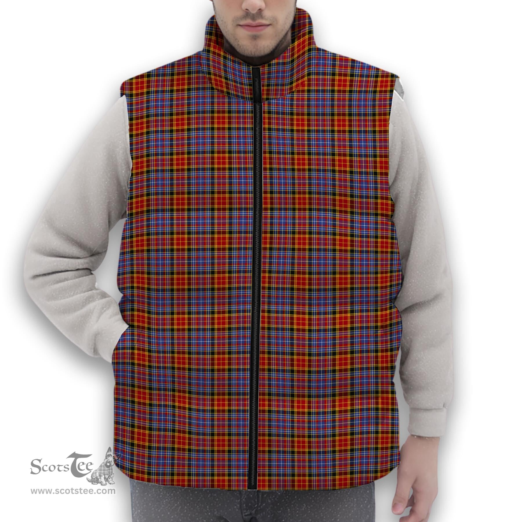 ScotsTee Shop Scottish Dalrymple Orginal Premium Tartan Puffer Vest Winter White Duck Down Vest Sleeveless