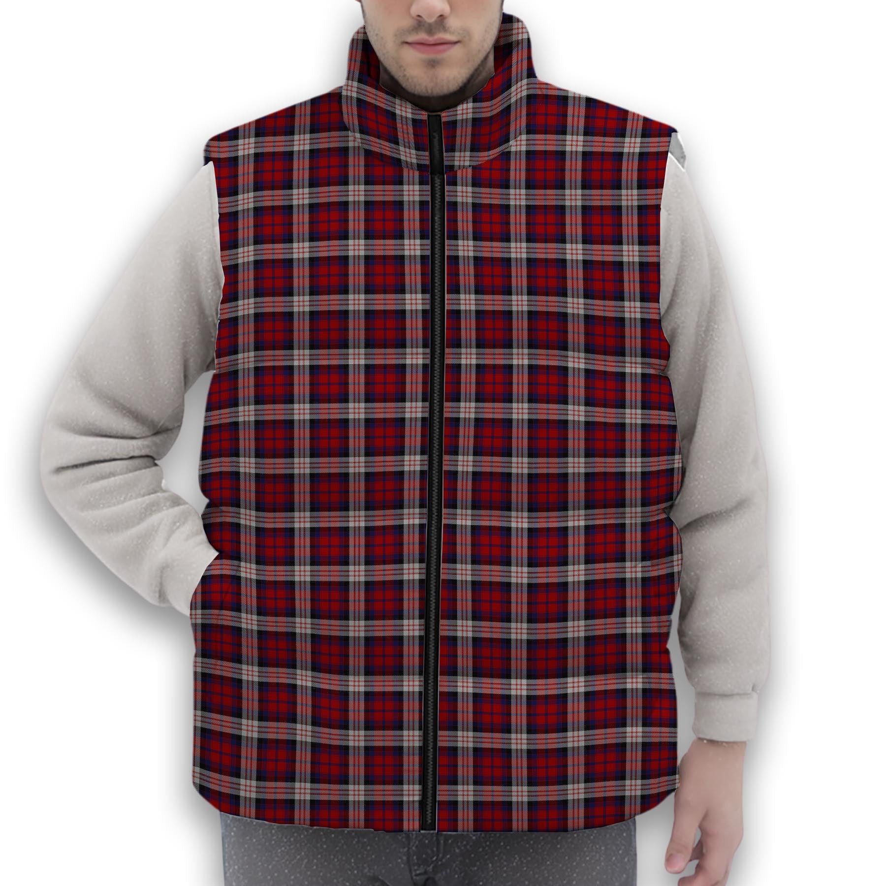 ScotsTee Shop Scottish Donald Dress Irish Premium Tartan Puffer Vest Winter White Duck Down Vest Sleeveless