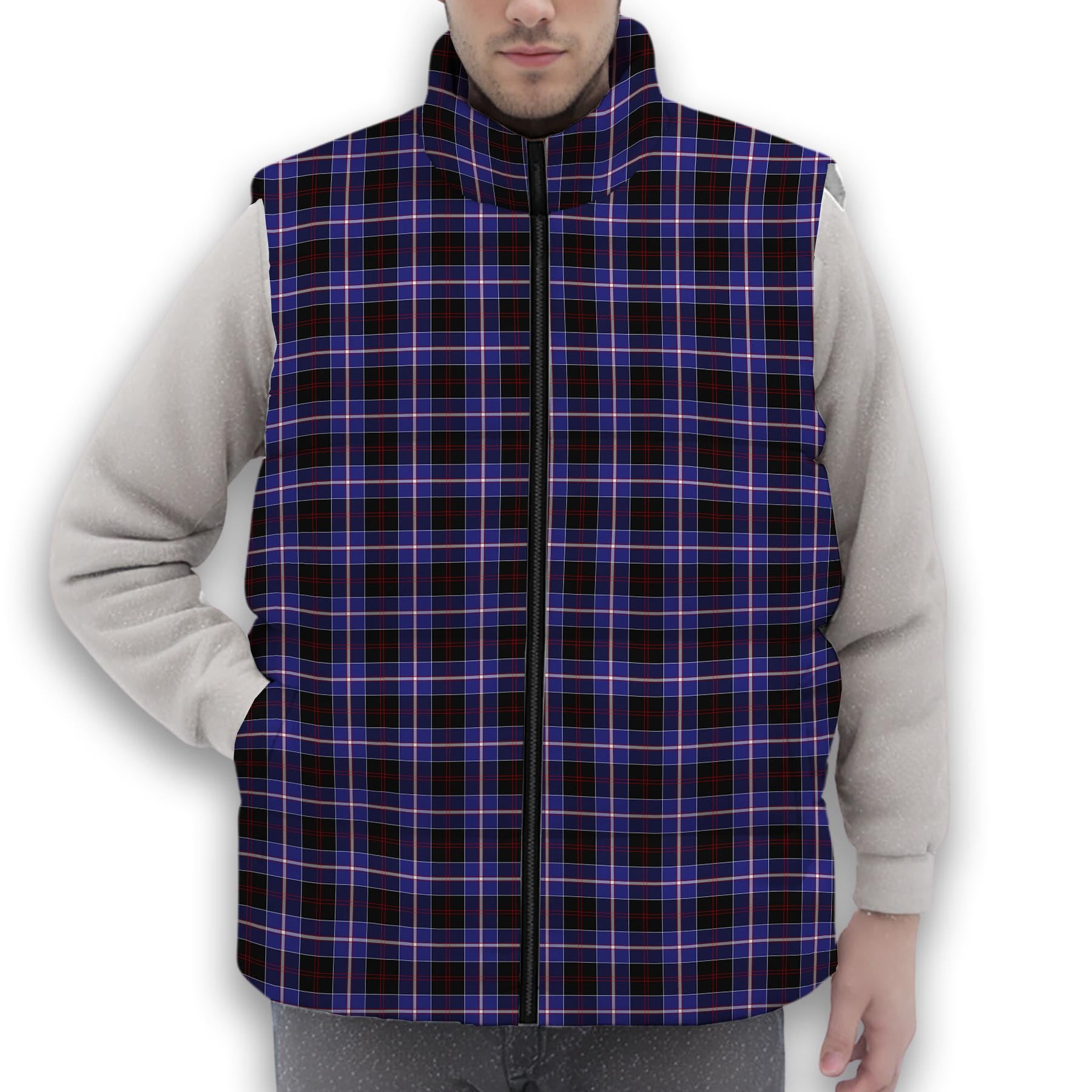 ScotsTee Shop Scottish Dunlop Modern Premium Tartan Puffer Vest Winter White Duck Down Vest Sleeveless