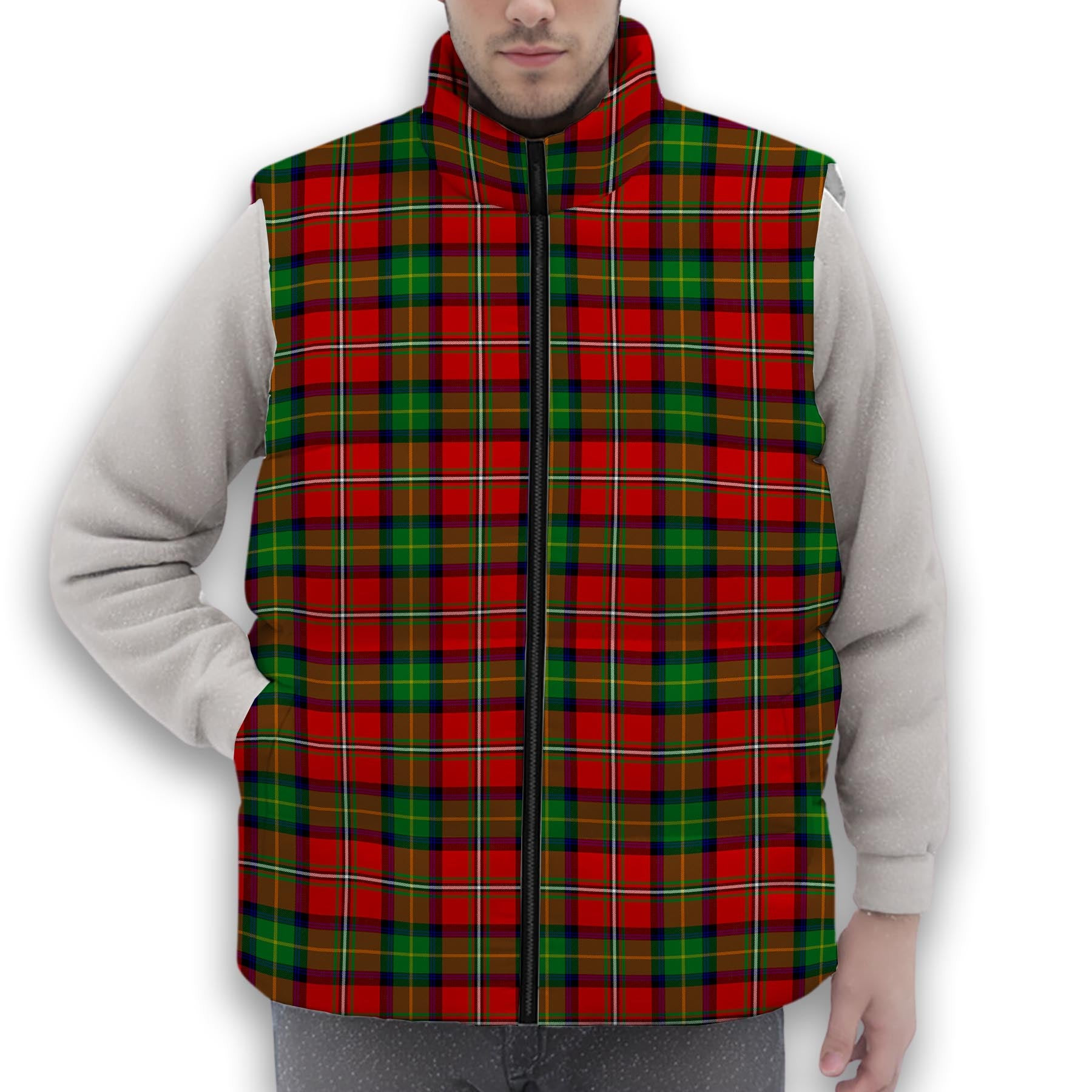 ScotsTee Shop Scottish Fullerton SC Premium Tartan Puffer Vest Winter White Duck Down Vest Sleeveless
