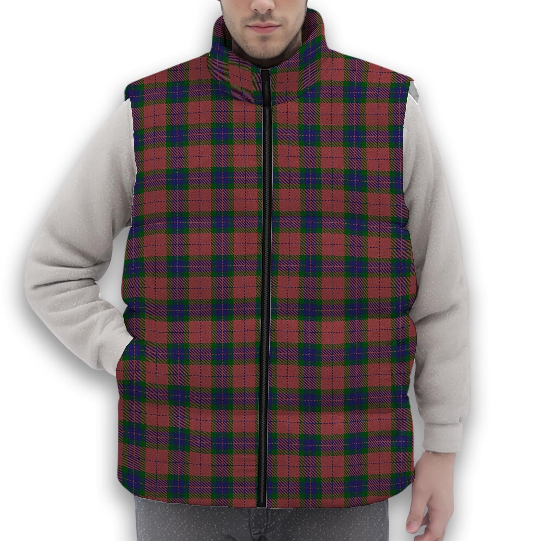 ScotsTee Shop Scottish Fraser of Boblainy Hugh Premium Tartan Puffer Vest Winter White Duck Down Vest Sleeveless