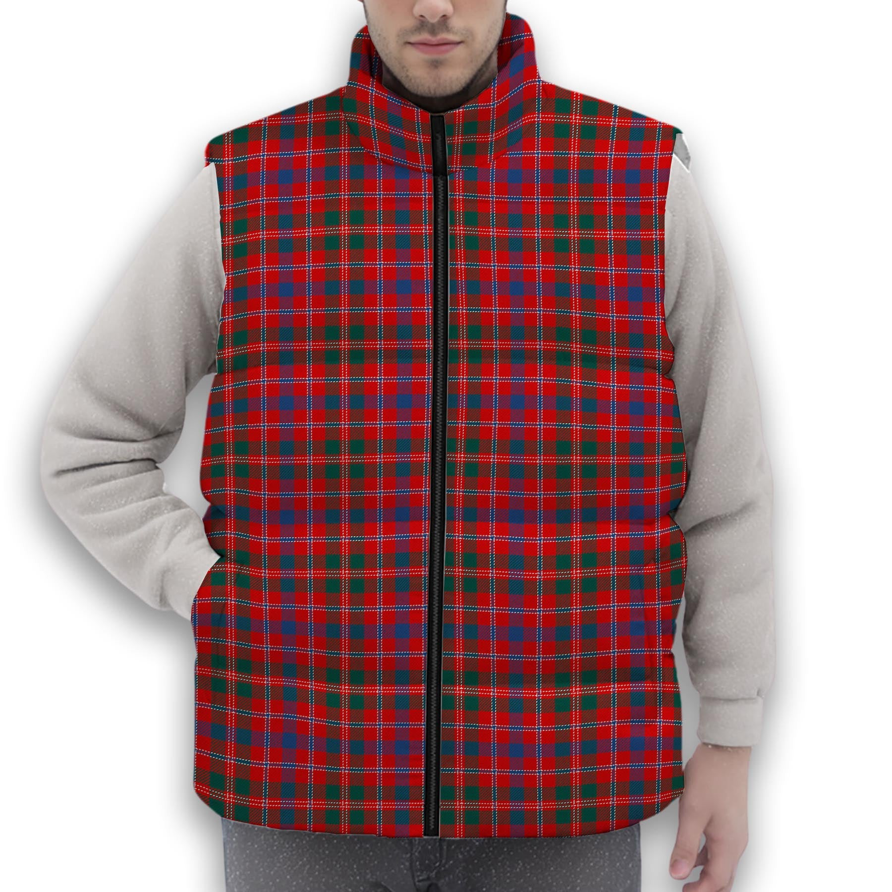 ScotsTee Shop Scottish Donald of Glenaladale Modern Premium Tartan Puffer Vest Winter White Duck Down Vest Sleeveless