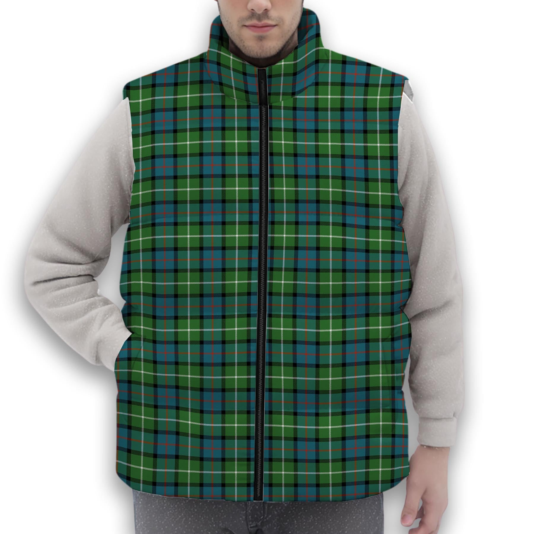 ScotsTee Shop Scottish Davidson of Tulloch Ancient Premium Tartan Puffer Vest Winter White Duck Down Vest Sleeveless