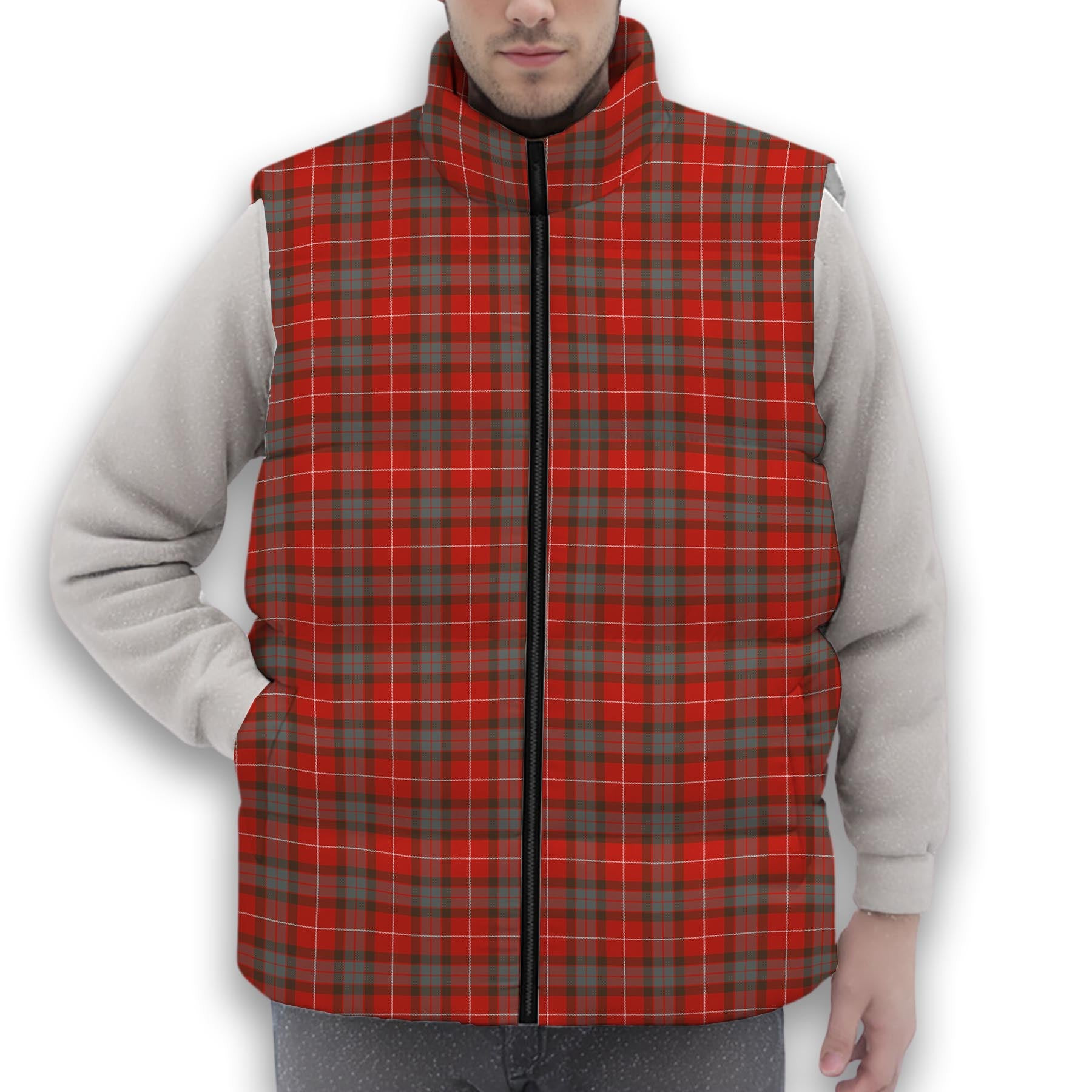 ScotsTee Shop Scottish Fraser Weathered Premium Tartan Puffer Vest Winter White Duck Down Vest Sleeveless