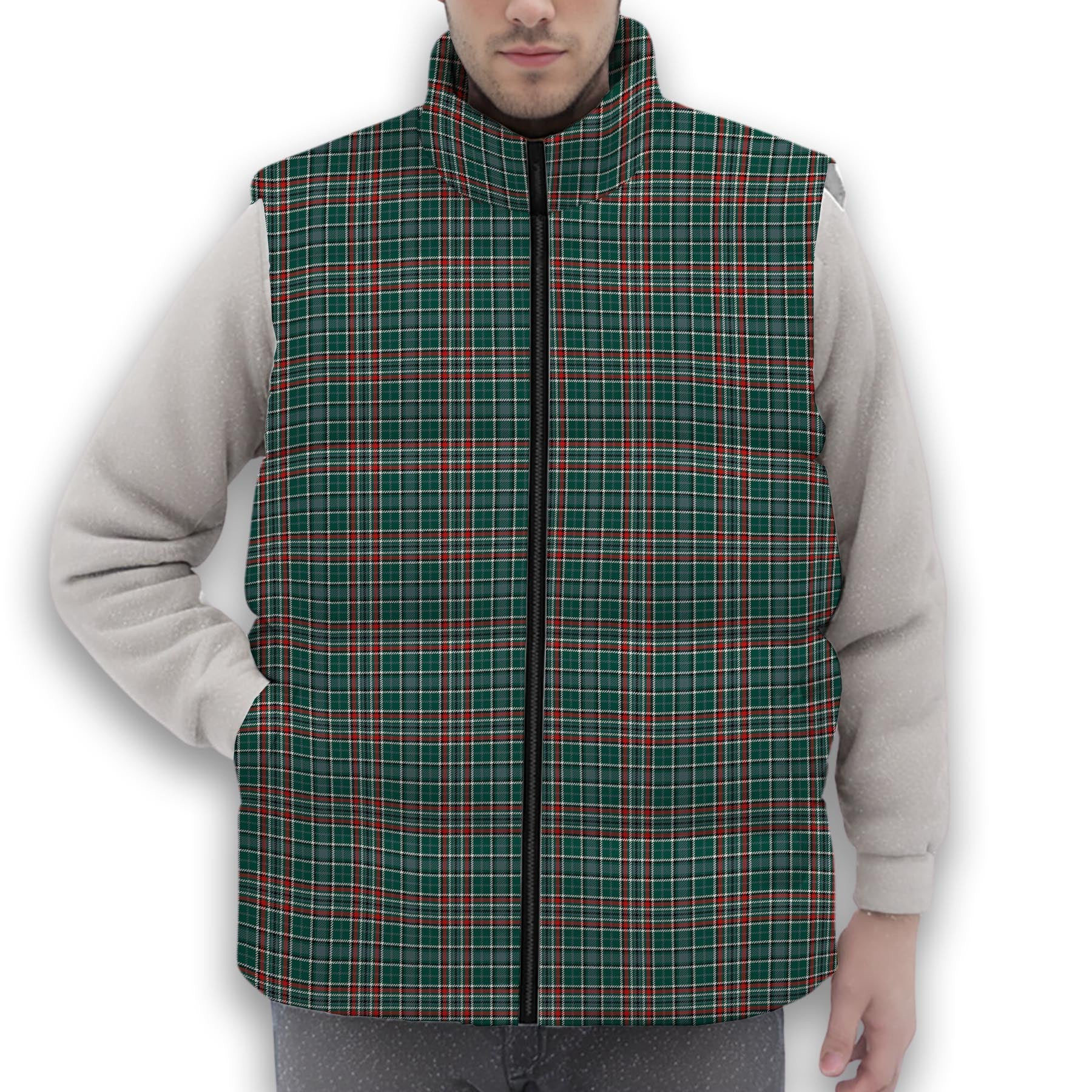 ScotsTee Shop Scottish Gayre Dress Modern Premium Tartan Puffer Vest Winter White Duck Down Vest Sleeveless