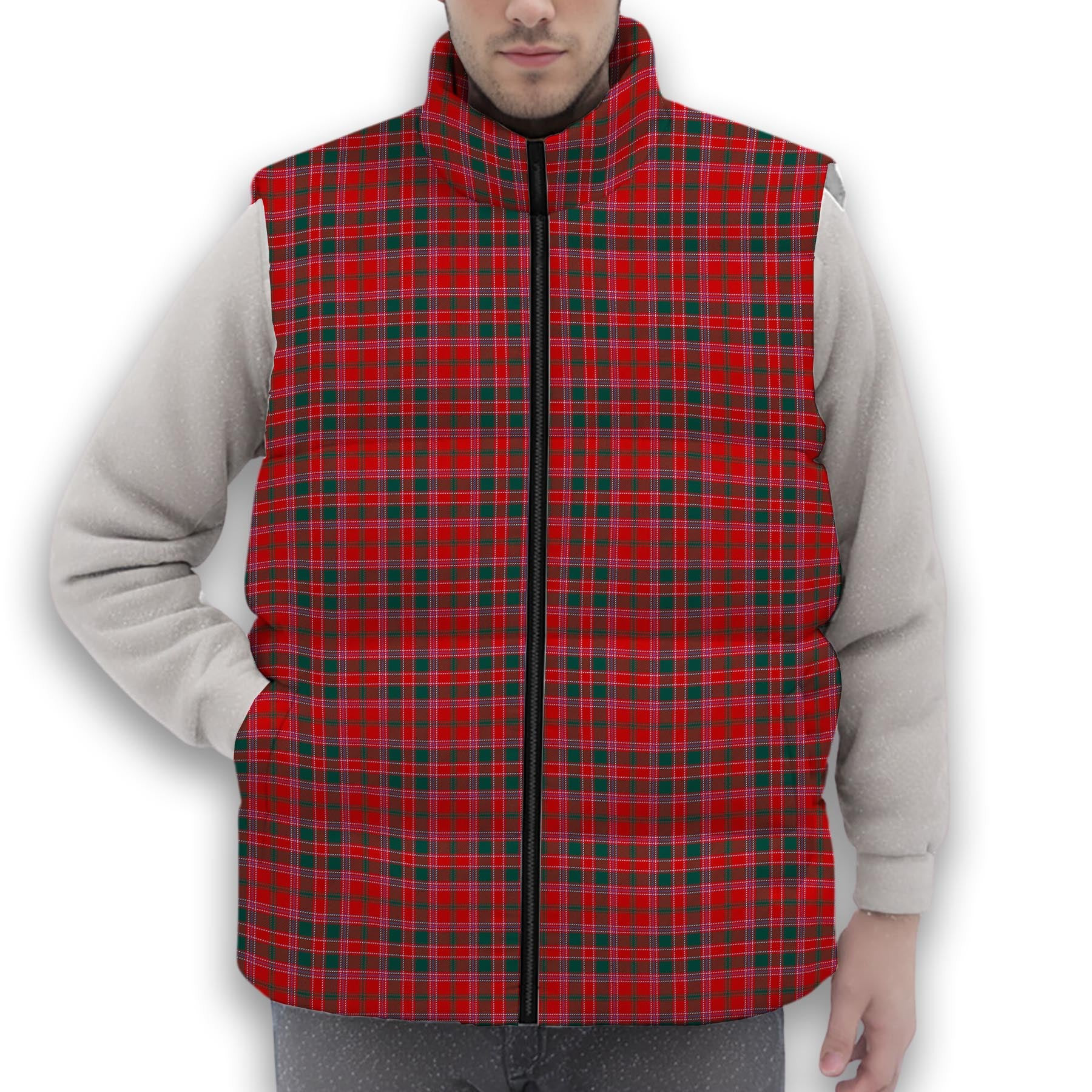 ScotsTee Shop Scottish Dalzell Modern Premium Tartan Puffer Vest Winter White Duck Down Vest Sleeveless
