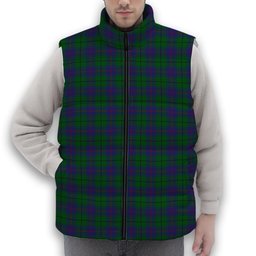 ScotsTee Shop Scottish Davidson Half Premium Tartan Puffer Vest Winter White Duck Down Vest Sleeveless