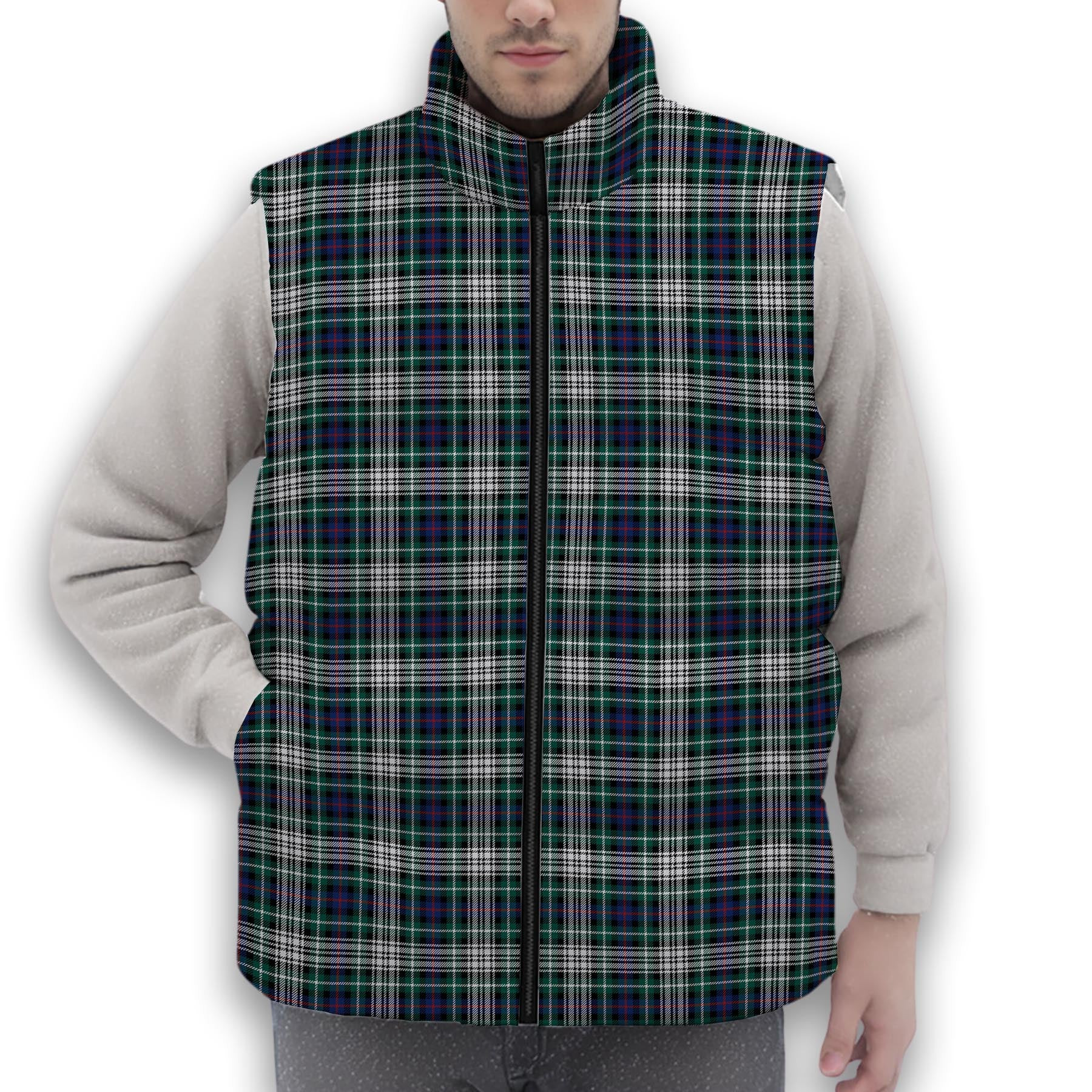 ScotsTee Shop Scottish Davidson of Tulloch Dress Modern Premium Tartan Puffer Vest Winter White Duck Down Vest Sleeveless