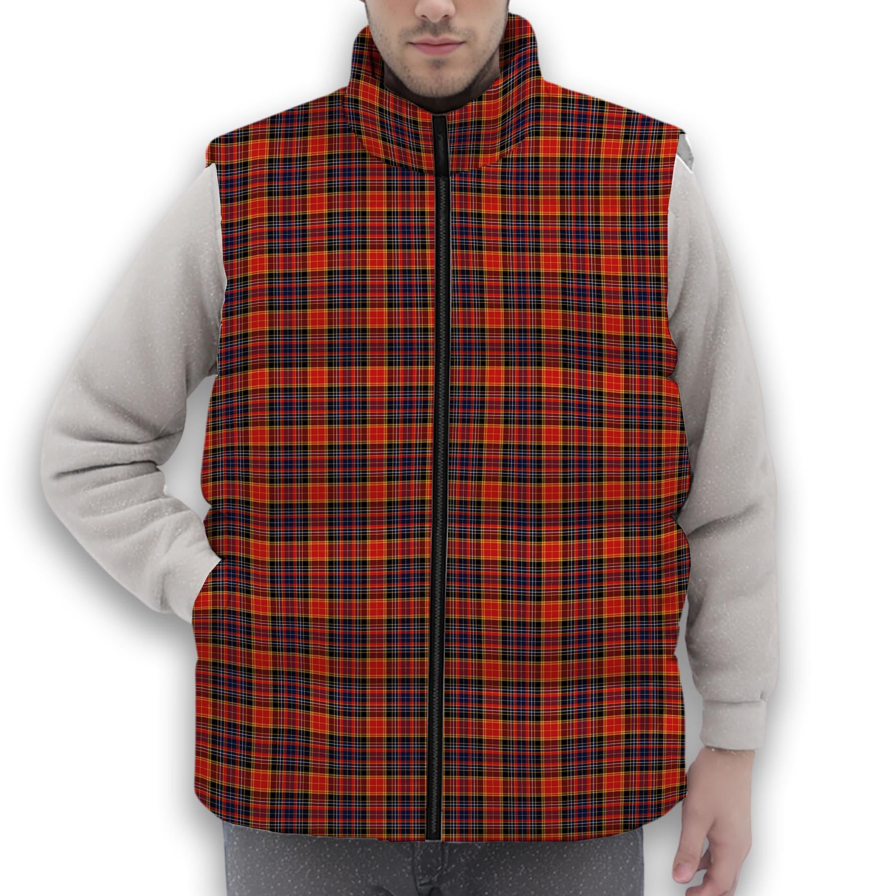 ScotsTee Shop Scottish Dalrymple of Castleton Modern Premium Tartan Puffer Vest Winter White Duck Down Vest Sleeveless