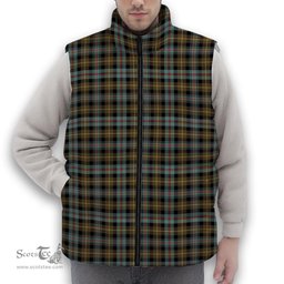 ScotsTee Shop Scottish Farquharson Weathered Premium Tartan Puffer Vest Winter White Duck Down Vest Sleeveless